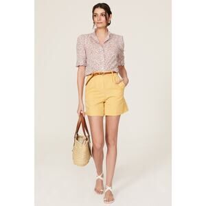 LAUREN RALPH LAUREN Pink Multicolored Floral Cotton Puff Sleeves Racindra Size M